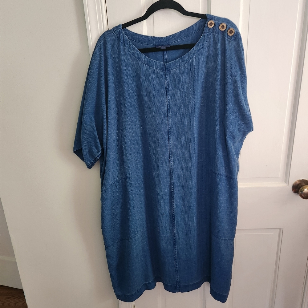 JJill Blue Button-Detail Dress